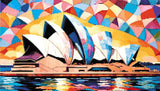 colourful abstract of Sydney Opera House with vibrant sails. Size - 70cm x 40cm