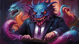 A Diamond Painting Rendering Of Fantastical Beast In A Suit At A Desk, Surrounded By A Dragon, Serpent, And Tentacle In A Mystical Setting. Size - 70cm X 40cm