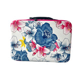 A floral drill storage case with a hard shell and a carry handle, designed to hold multiple screw top bottles.