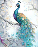 A diamond painting rendering of Pastel Peacock Size - 40cm x 50cm