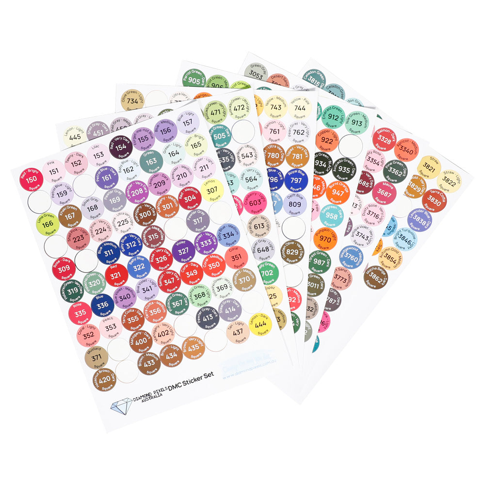 Vibrant Colour Coded Vinyl Sticker Set for Diamond Painting