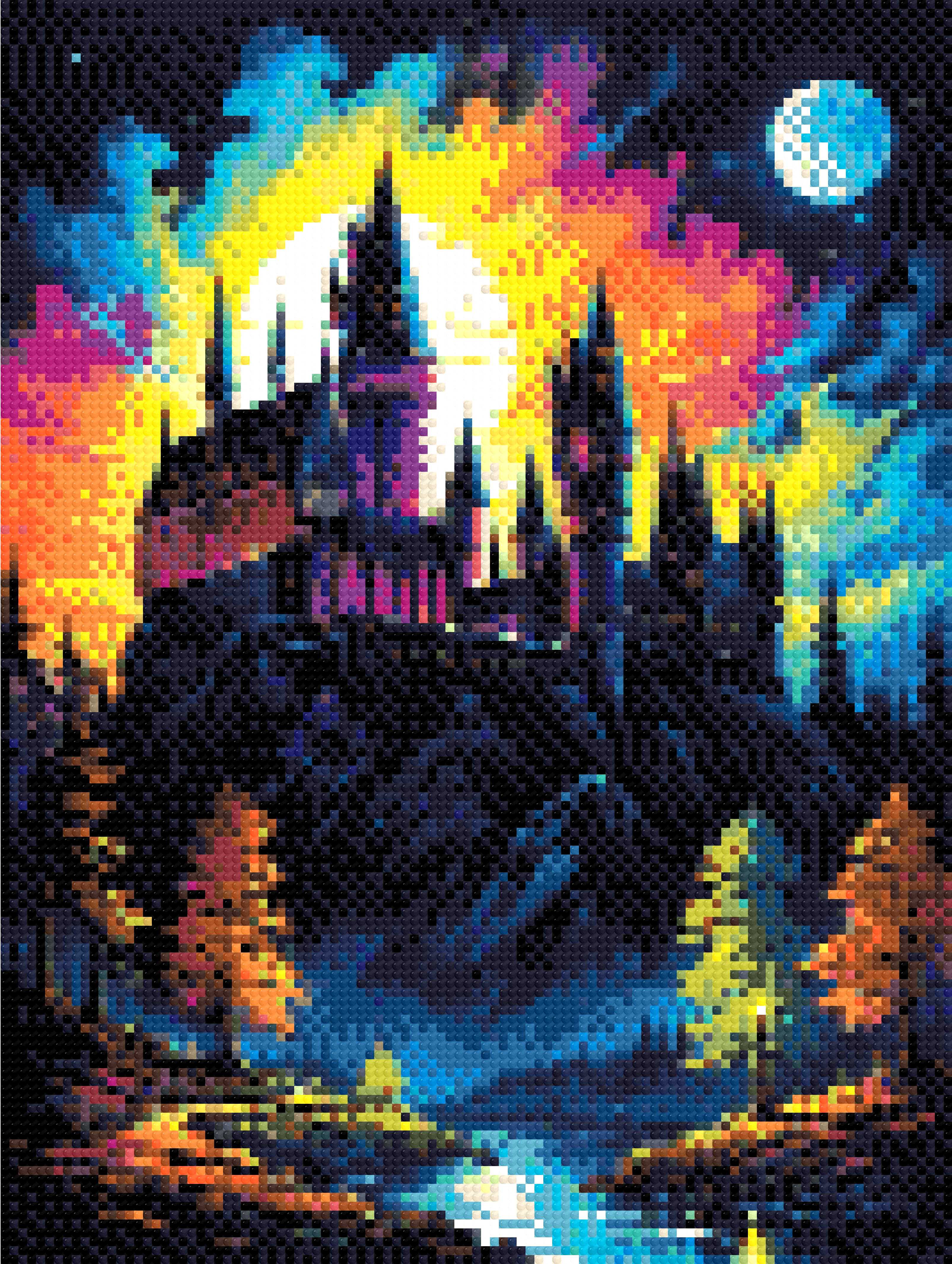A Diamond Painting Rendering Of A Grand Castle Illuminated By A Full Moon With A Vibrant Sky Of Blue, Purple, And Orange, Reflecting In A Tranquil River Below.. Size - 30cm X 40cm