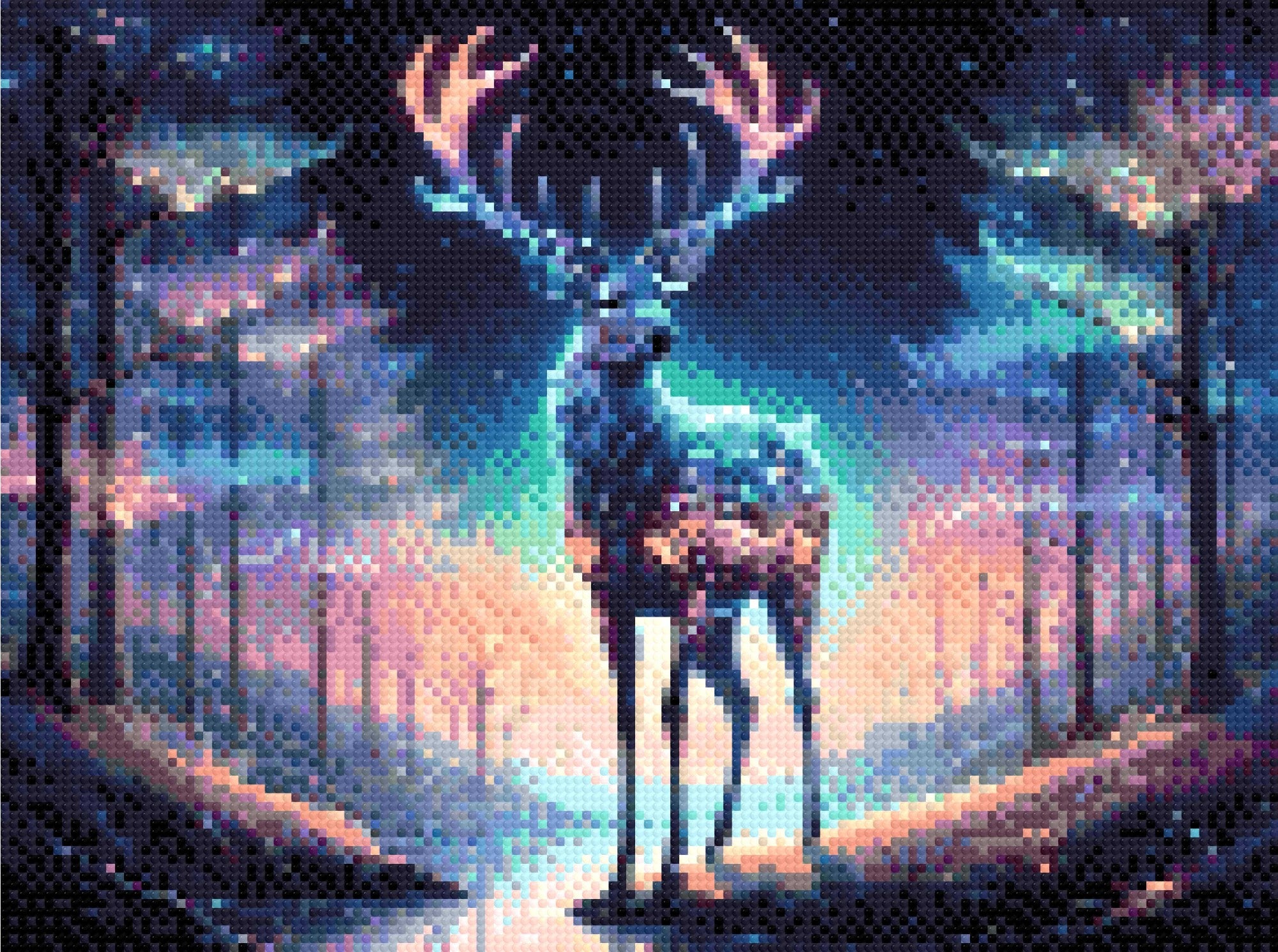 A Diamond Painting Rendering Of A Glowing Deer With Starlit Antlers Stands In A Luminous Forest With Vibrant Trees And A Serene Stream. Size - 40cm X 30cm