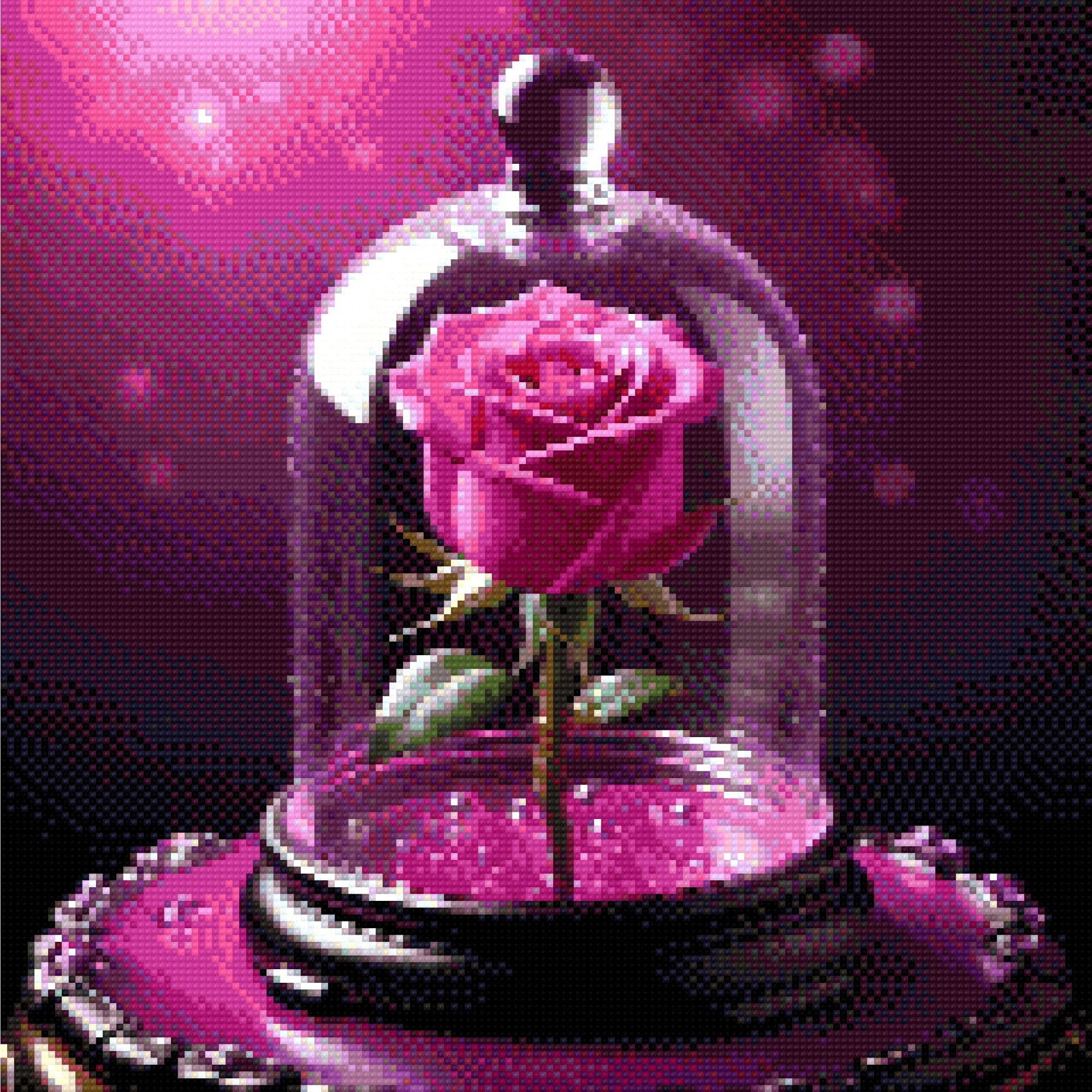 Pink rose under a glass dome with a purple background. Size - 40cm x 40cm