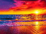 A Diamond Painting Rendering Of Vivid Sunset Over The Ocean With Colourful Sky And Waves. Size - 40cm X 30cm