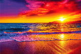 A Diamond Painting Rendering Of Vivid Sunset Over The Ocean With Colourful Sky And Waves. Size - 90cm X 60cm