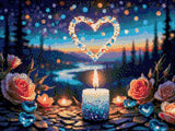 A diamond painting rendering of Heartfelt Glow Size - 40cm x 30cm