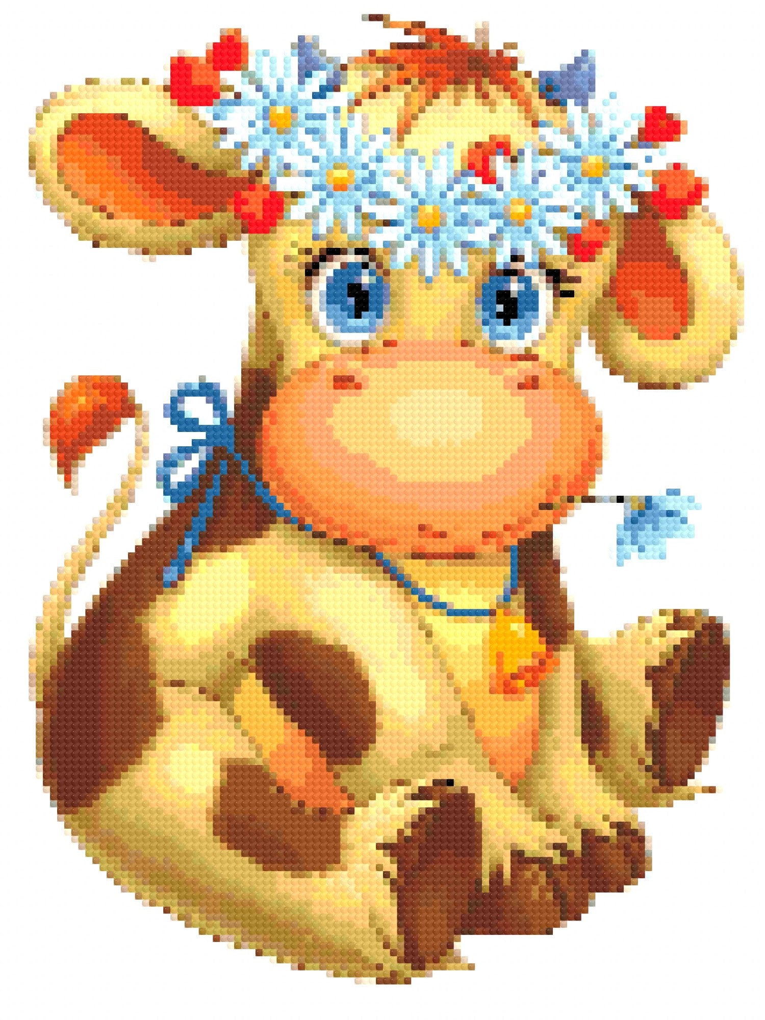 Cute cartoon cow with daisy crown and a bell. Size - 30cm x 40cm
