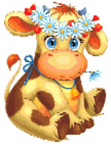 Cute cartoon cow with daisy crown and a bell. Size - 30cm x 40cm
