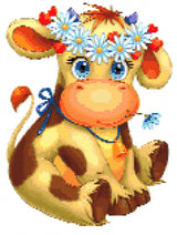 Cute cartoon cow with daisy crown and a bell. Size - 30cm x 40cm
