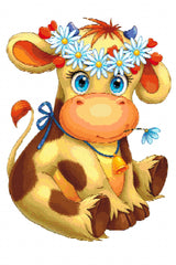 Cute cartoon cow with daisy crown and a bell. Size - 60cm x 90cm