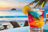 colourful cocktail with lime on a beach at sunset. Size - 120cm x 80cm