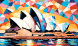 colourful abstract of Sydney Opera House with vibrant sails. Size - 50cm x 30cm