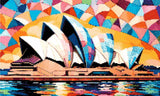 colourful abstract of Sydney Opera House with vibrant sails. Size - 50cm x 30cm