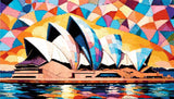 colourful abstract of Sydney Opera House with vibrant sails. Size - 70cm x 40cm