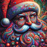 colourful, swirling depiction of Santa Claus with vibrant patterns. Size - 100cm x 100cm