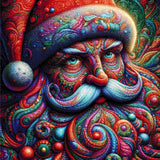 colourful, swirling depiction of Santa Claus with vibrant patterns. Size - 100cm x 100cm
