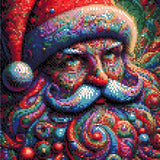 colourful, swirling depiction of Santa Claus with vibrant patterns. Size - 30cm x 30cm