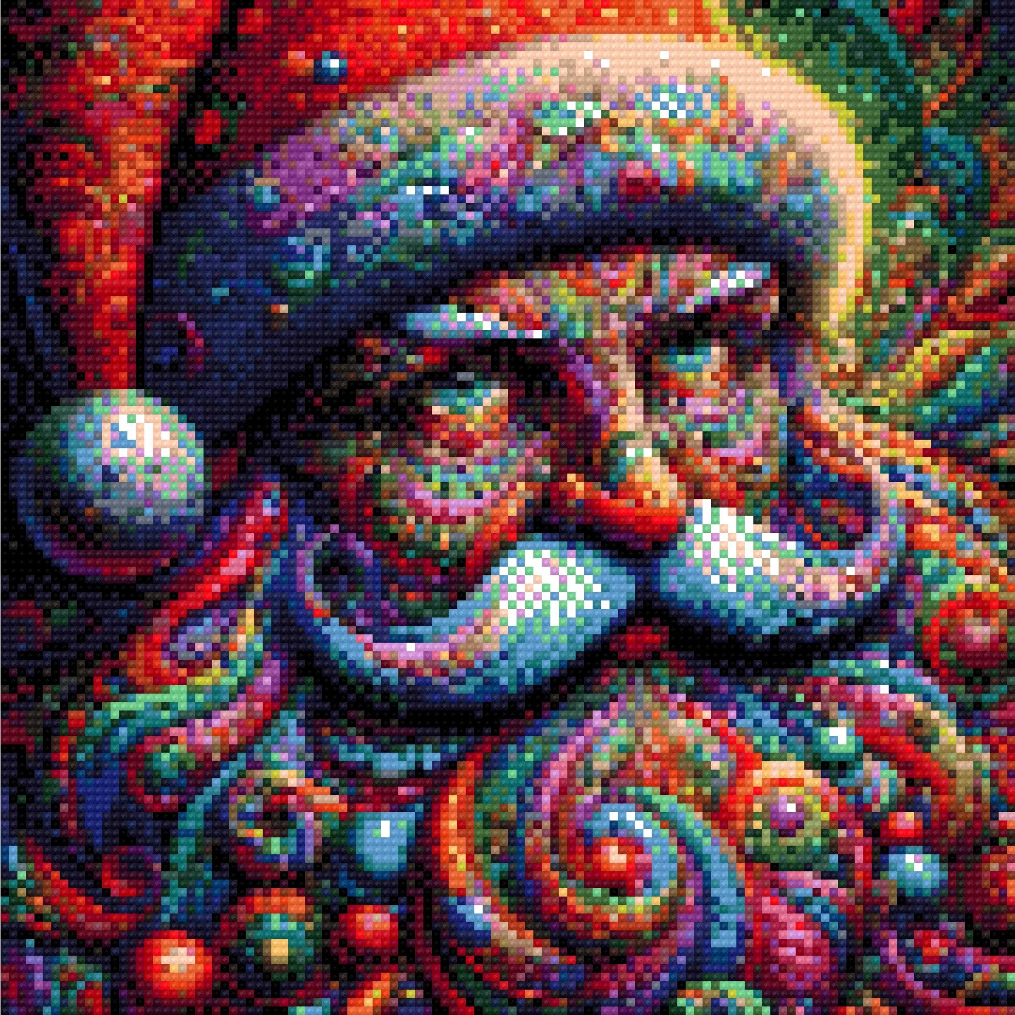 colourful, swirling depiction of Santa Claus with vibrant patterns. Size - 30cm x 30cm