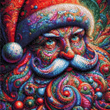 colourful, swirling depiction of Santa Claus with vibrant patterns. Size - 40cm x 40cm
