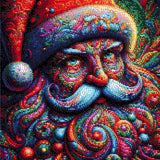 colourful, swirling depiction of Santa Claus with vibrant patterns. Size - 40cm x 40cm