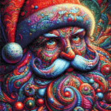 colourful, swirling depiction of Santa Claus with vibrant patterns. Size - 50cm x 50cm