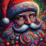 colourful, swirling depiction of Santa Claus with vibrant patterns. Size - 60cm x 60cm