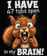 Frantic squirrel with text: 47 tabs open in my brain. Size - 50cm x 60cm