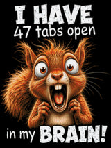 Frantic squirrel with text: 47 tabs open in my brain. Size - 60cm x 80cm