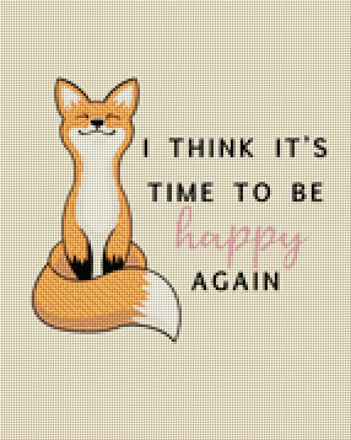A serene fox with a motivational quote about happiness. Size - 40cm x 50cm