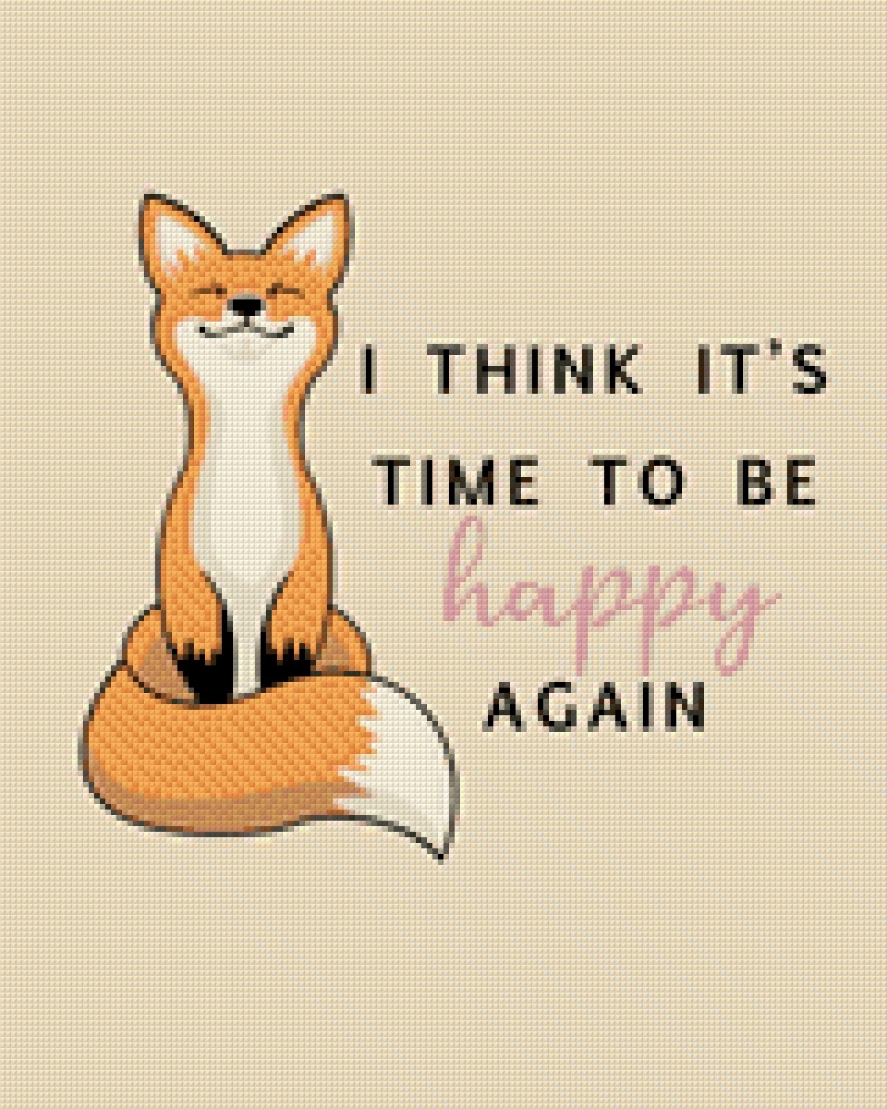 A serene fox with a motivational quote about happiness. Size - 40cm x 50cm