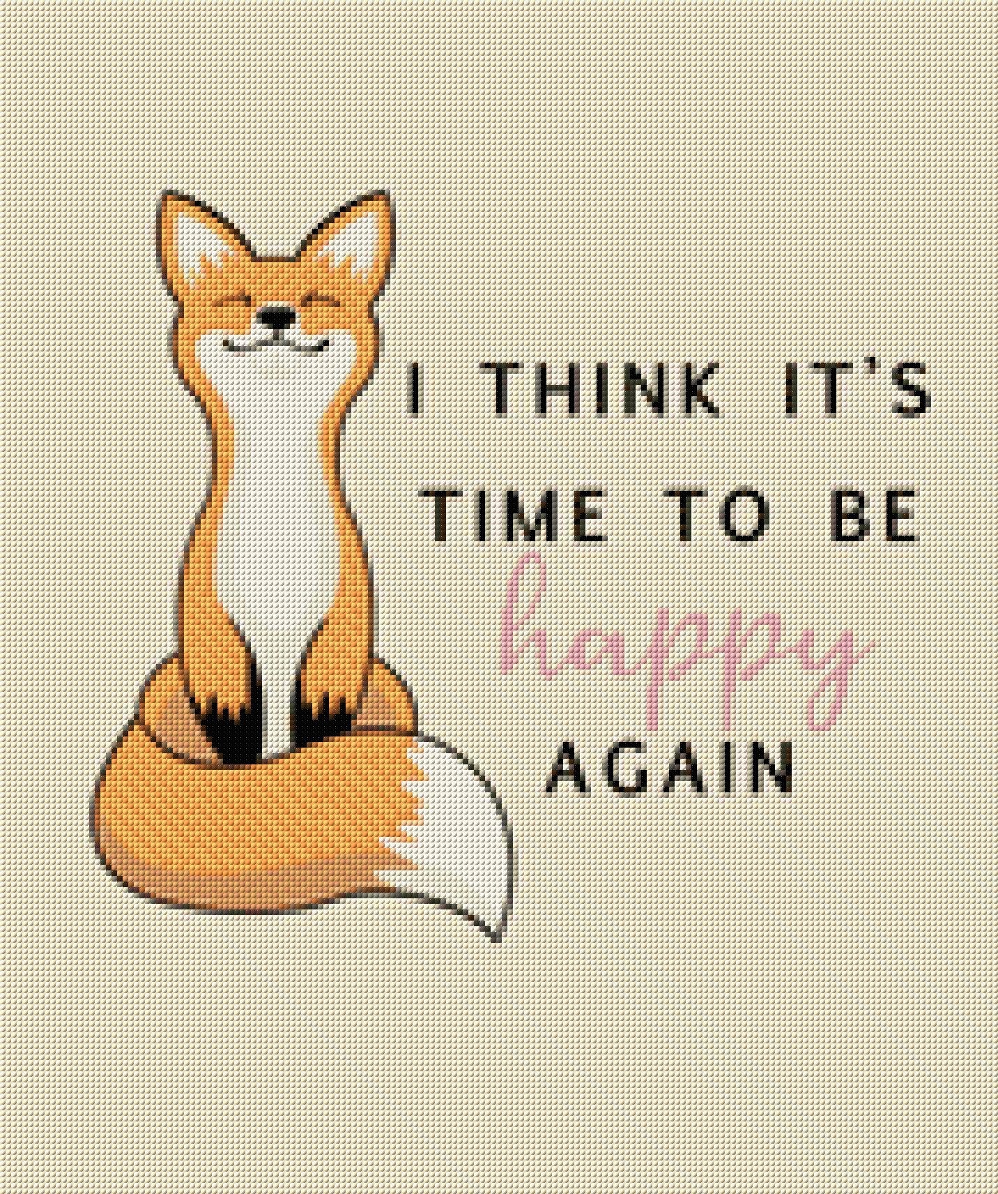 A serene fox with a motivational quote about happiness. Size - 50cm x 60cm