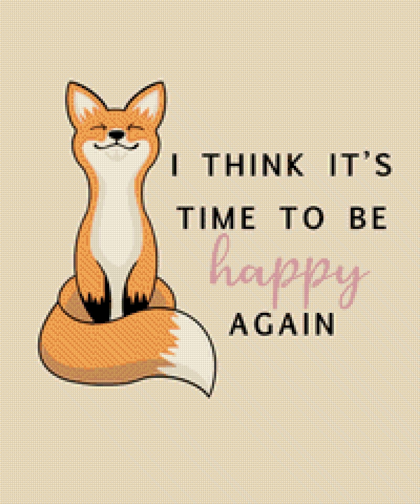 A serene fox with a motivational quote about happiness. Size - 50cm x 60cm