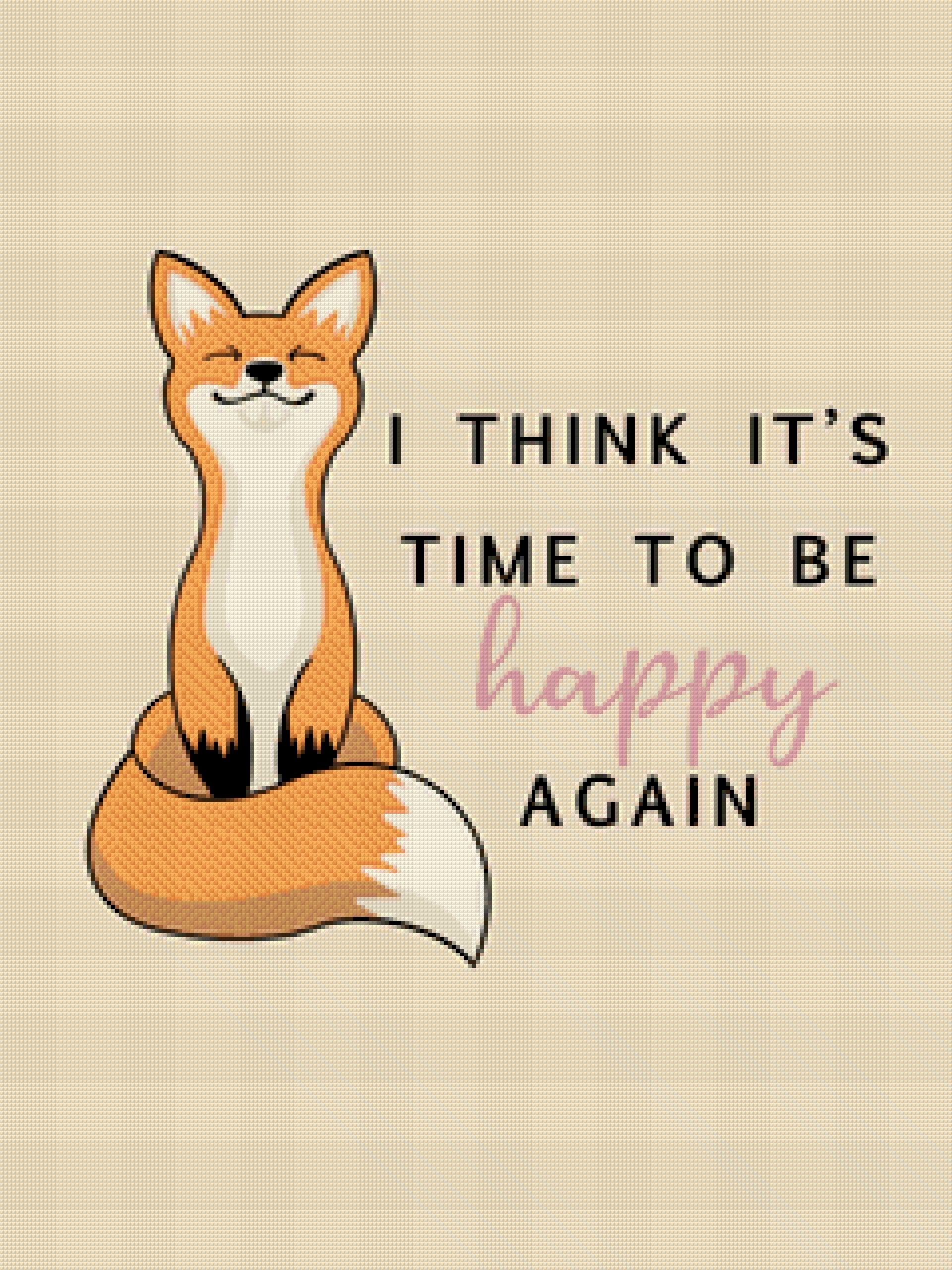 A serene fox with a motivational quote about happiness. Size - 60cm x 80cm