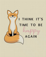 A serene fox with a motivational quote about happiness. Size - 80cm x 100cm