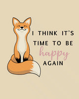A serene fox with a motivational quote about happiness. Size - 80cm x 100cm