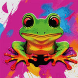 Bright green frog with colourful limbs on a vivid abstract background. Size - 60cm x 60cm