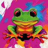 Bright green frog with colourful limbs on a vivid abstract background. Size - 80cm x 80cm