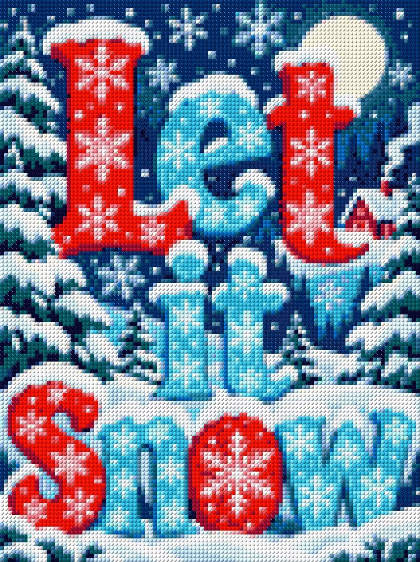 A diamond painting rendering of Let it Snow Size - 30cm x 40cm