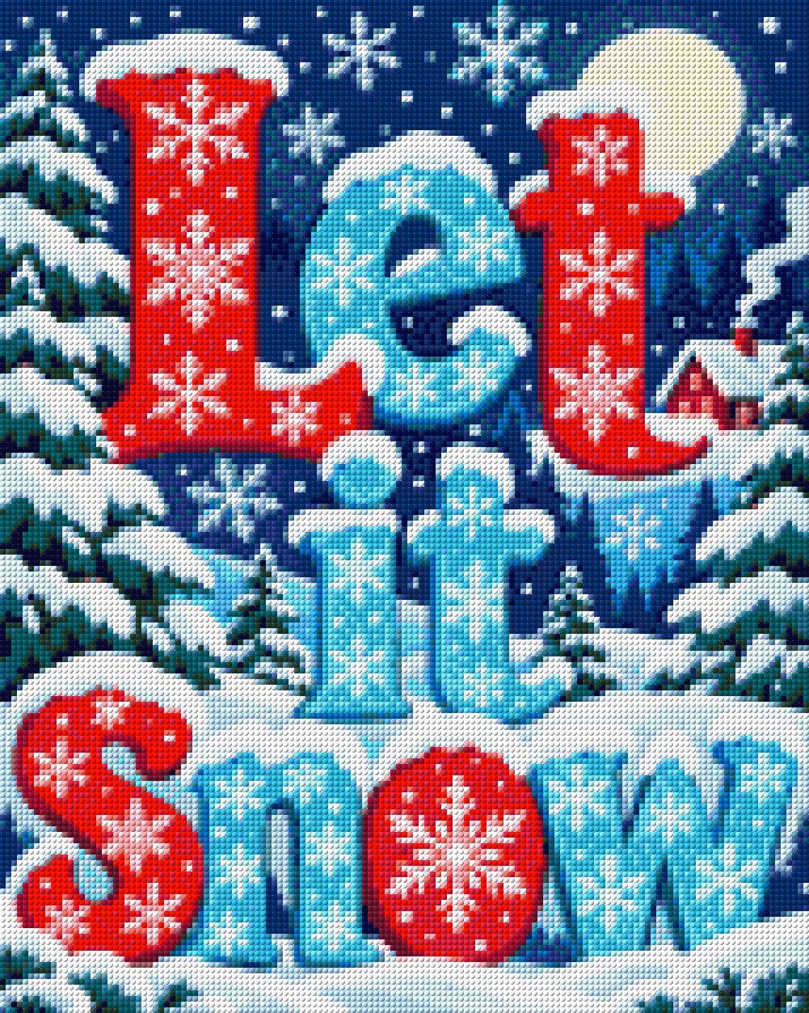 A diamond painting rendering of Let it Snow Size - 40cm x 50cm