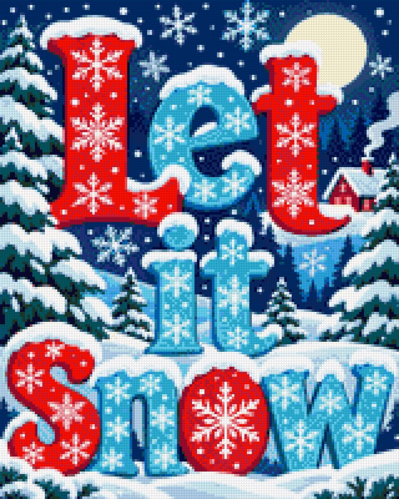 A diamond painting rendering of Let it Snow Size - 40cm x 50cm