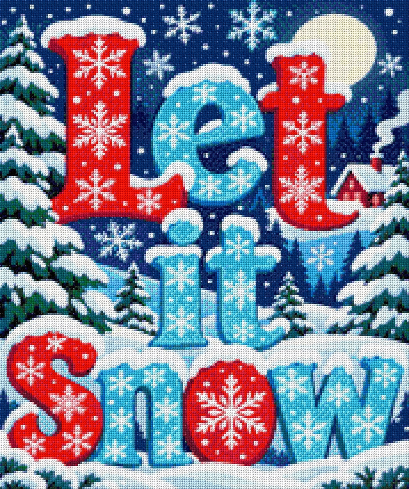 A diamond painting rendering of Let it Snow Size - 50cm x 60cm