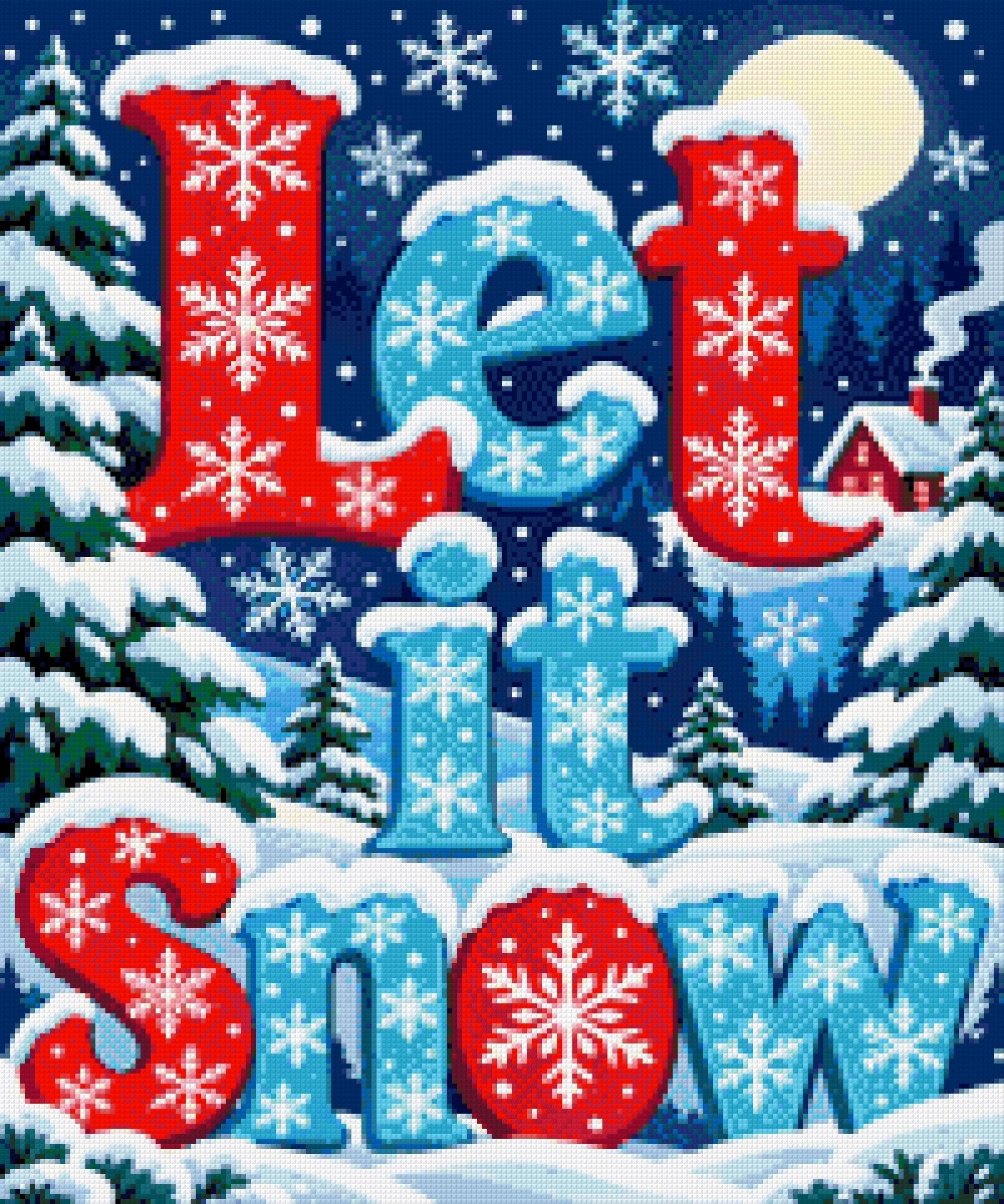 A diamond painting rendering of Let it Snow Size - 50cm x 60cm