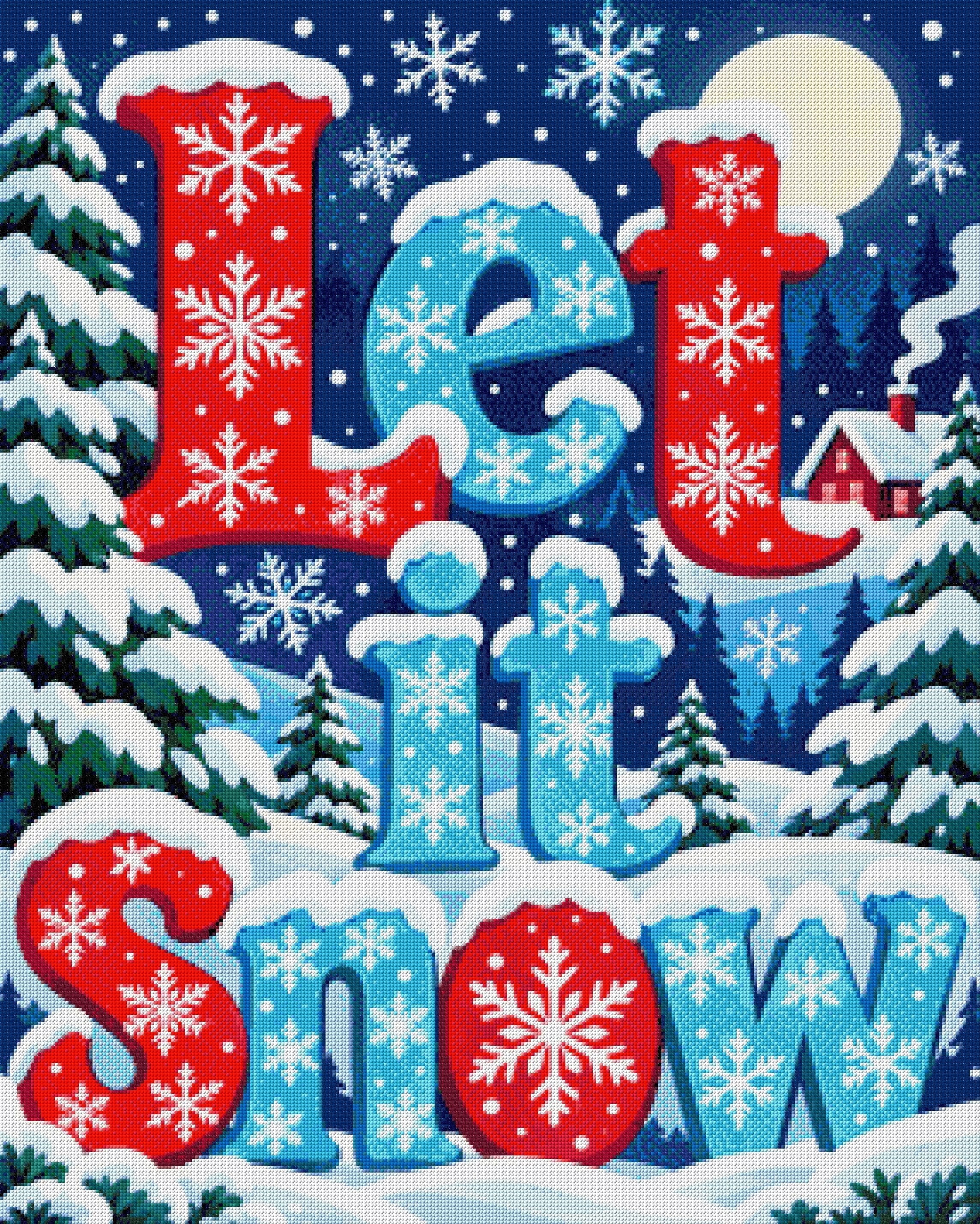 A diamond painting rendering of Let it Snow Size - 80cm x 100cm
