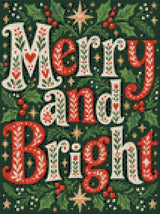 A diamond painting rendering of Merry and Bright Size - 30cm x 40cm