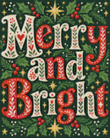 A diamond painting rendering of Merry and Bright Size - 40cm x 50cm