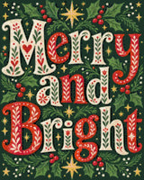 A diamond painting rendering of Merry and Bright Size - 40cm x 50cm