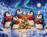 A diamond painting rendering of Joyful Penguins Size - 100cm x 80cm