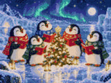 A diamond painting rendering of Joyful Penguins Size - 40cm x 30cm