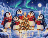 A diamond painting rendering of Joyful Penguins Size - 50cm x 40cm